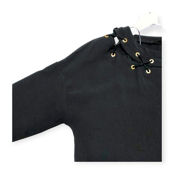 Zara Black Grommet Lace-Up Tunic Dress Size S - Picture 12 of 13